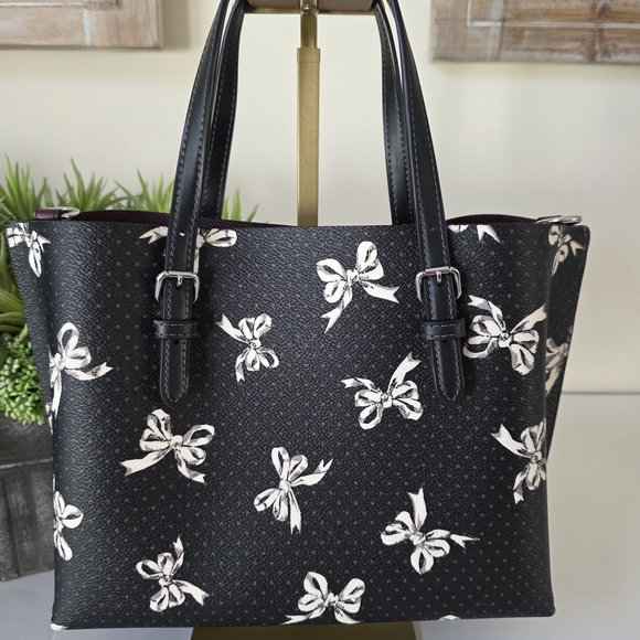 Coach Mollie Satchel Crossbody Bow Print + Authentic Coach Leather Bow Charm - Picture 9 of 16